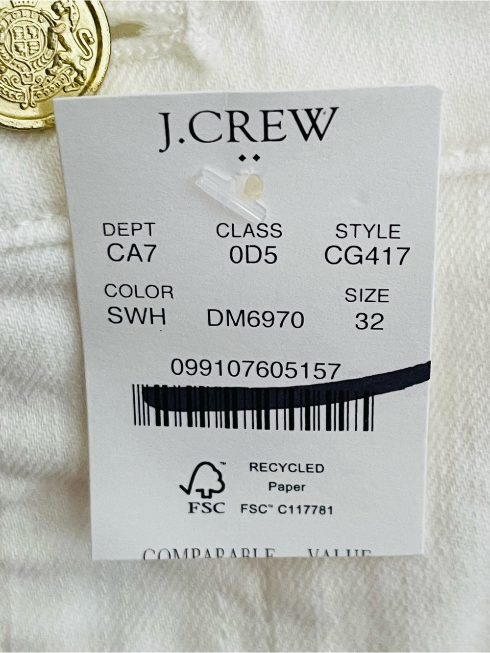 J Crew Fac NWT Slim Wide Leg Sailor Jeans Size 32 All Day Stretch Seashell White - Picture 8 of 14